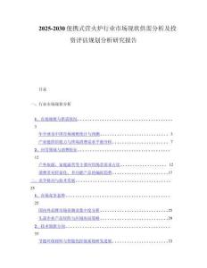2025-2030便携式营火炉行业市场现状供需分析及投资评估规划分析研究报告