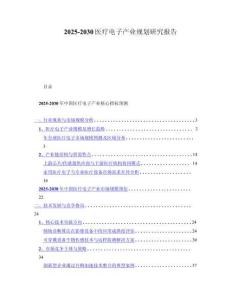 2025-2030医疗电子产业规划研究报告