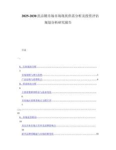 2025-2030洗洁精市场市场现状供需分析及投资评估规划分析研究报告