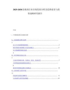 2025-2030防腐剂行业市场发展分析及趋势前景与投资战略研究报告