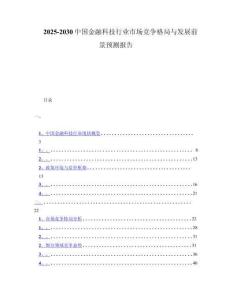 2025-2030中国金融科技行业市场竞争格局与发展前景预测报告