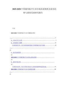 2025-2030中国通用航空行业市场发展现状及前景趋势与投资发展研究报告