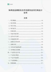 休闲装品牌联名合作创新创业项目商业计划书