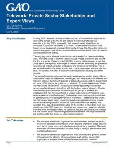GAO -遠程辦公：私營部門利益相關者與專家觀點 Telework Private Sector Stakeholder and Expert Views
