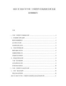 2025至2030年中国三开箱货车市场现状分析及前景预测报告