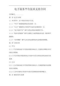 电子商务平台技术支持合同
