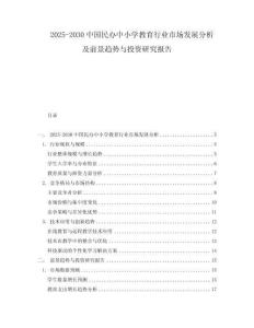 2025-2030中国民办中小学教育行业市场发展分析及前景趋势与投资研究报告