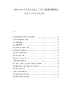 2025-2030中国安防智能化行业市场发展分析及发展前景与投资研究报告