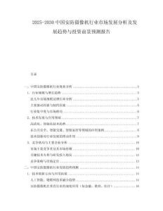 2025-2030中国安防摄像机行业市场发展分析及发展趋势与投资前景预测报告