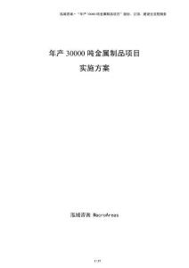 年产30000吨金属制品项目实施方案（参考）