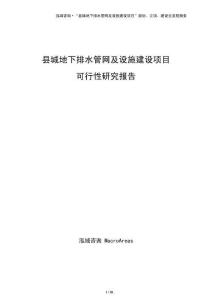 县城地下排水管网及设施建设项目可行性研究报告