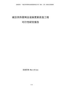 城区供热管网及设施更新改造工程可行性研究报告