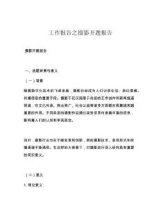 工作报告之摄影开题报告