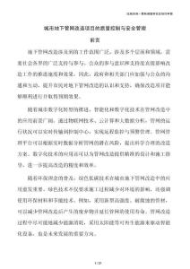 城市地下管网改造项目的质量控制与安全管理