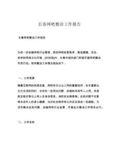 長春網(wǎng)吧整治工作報告