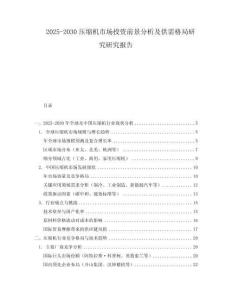 2025-2030压缩机市场投资前景分析及供需格局研究研究报告