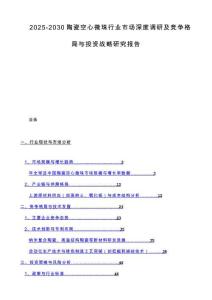 2025-2030陶瓷空心微珠行业市场深度调研及竞争格局与投资战略研究报告