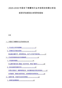 2025-2030中国舌下喷雾剂行业市场现状供需分析及投资评估规划分析研究报告