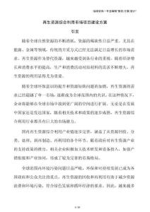 再生资源综合利用市场项目建设方案