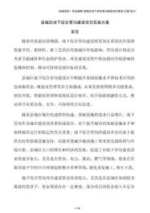 县城区地下综合管沟建设项目实施方案