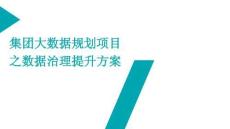 集团大数据规划项目之数据治理提升方案（31页PPT）