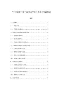 “中文职业技能”海外办学路径选择与实践探索