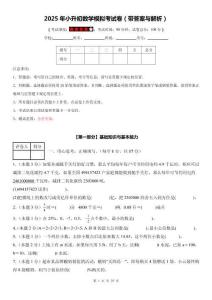 2025年小升初数学模拟考试卷（带答案与解析）