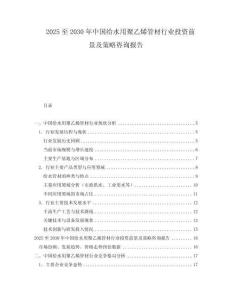 2025至2030年中国给水用聚乙烯管材行业投资前景及策略咨询报告
