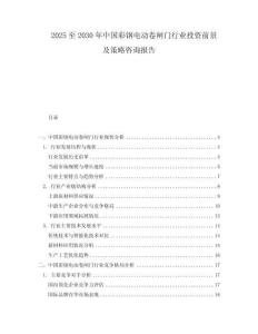 2025至2030年中国彩钢电动卷闸门行业投资前景及策略咨询报告