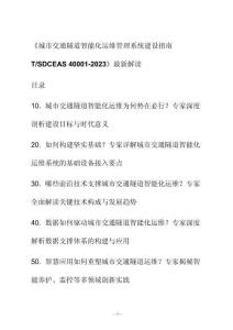 新解读《城市交通隧道智能化运维管理系统建设指南 T_SDCEAS 40001-2023》最新解读