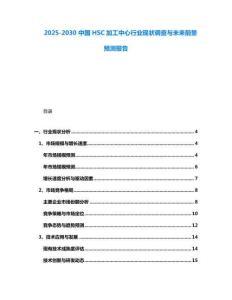 2025-2030 中國HSC加工中心行業現狀調查與未來前景預測報告