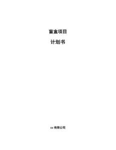 盲盒項目計劃書