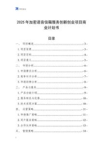 2025年加密語音信箱服務創新創業項目商業計劃書