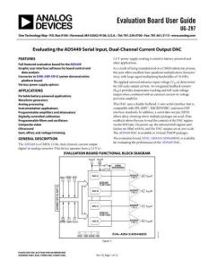 ANALOG DEVICES亞德諾UG-297_ Evaluating the AD5449 Serial Input Dual-Channel Current Output DAC 說明書