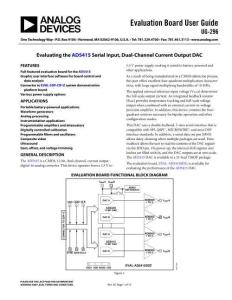 ANALOG DEVICES亞德諾UG-296_ Evaluating the AD5415 Serial Input Dual-Channel Current Output DAC 說明書