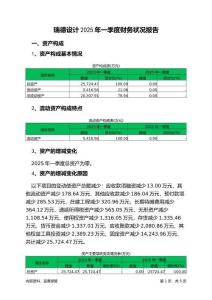 瑞德設(shè)計(jì)2025年一季度財(cái)務(wù)狀況報(bào)告