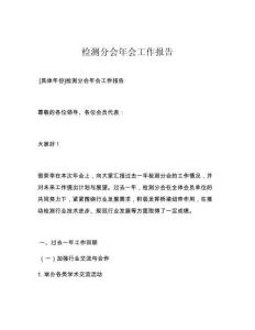 檢測分會年會工作報告