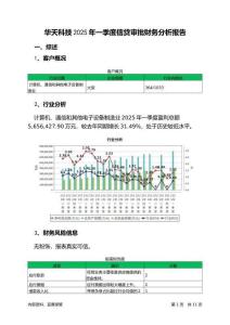 華天科技2025年一季度信貸審批財務分析報告