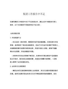 集團工作報告中不足