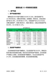 德高化成2024年財務狀況報告