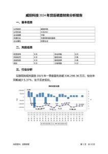 威控科技2024年貸后調(diào)查財(cái)務(wù)分析報(bào)告