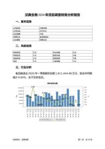 漢典生物2024年貸后調查財務分析報告