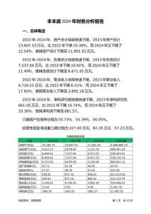 本本鼎2024年財(cái)務(wù)分析報(bào)告-銀行版