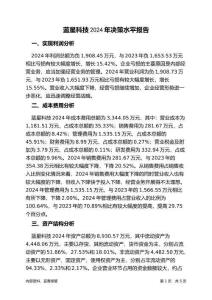 藍星科技2024年決策水平分析報告