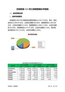 天和防務2024年三季度管理水平報告