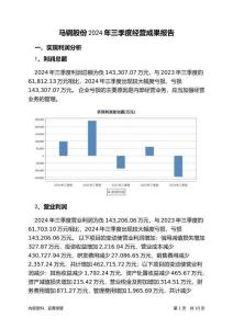馬鋼股份2024年三季度經(jīng)營(yíng)成果報(bào)告