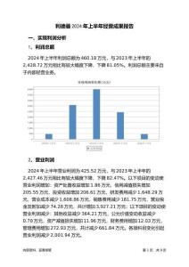 利德曼2024年上半年經(jīng)營(yíng)成果報(bào)告