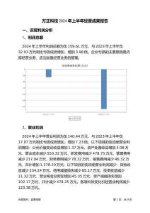 萬正科技2024年上半年經營成果報告
