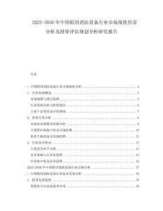 2025-2030年中國船用消防設備行業市場現狀供需分析及投資評估規劃分析研究報告