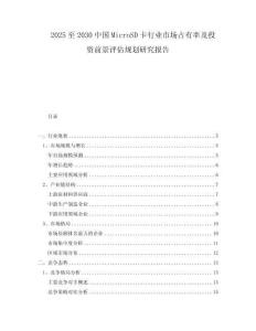 2025至2030中國MicroSD卡行業市場占有率及投資前景評估規劃研究報告